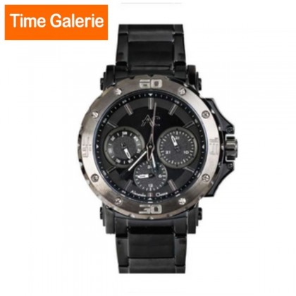 Alexandre Christie ALCW9205BFBEPBA Chronograph Black Dial with Black Stainless Steel Strap Analog Women's Watch 